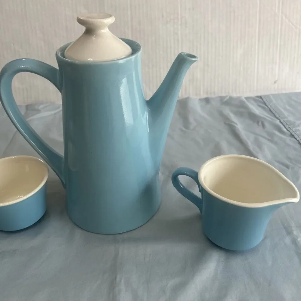 Vintage Cameron Clay Ceramic Coffee Carafe Server Pot, 2 Cups,  Creamer USA